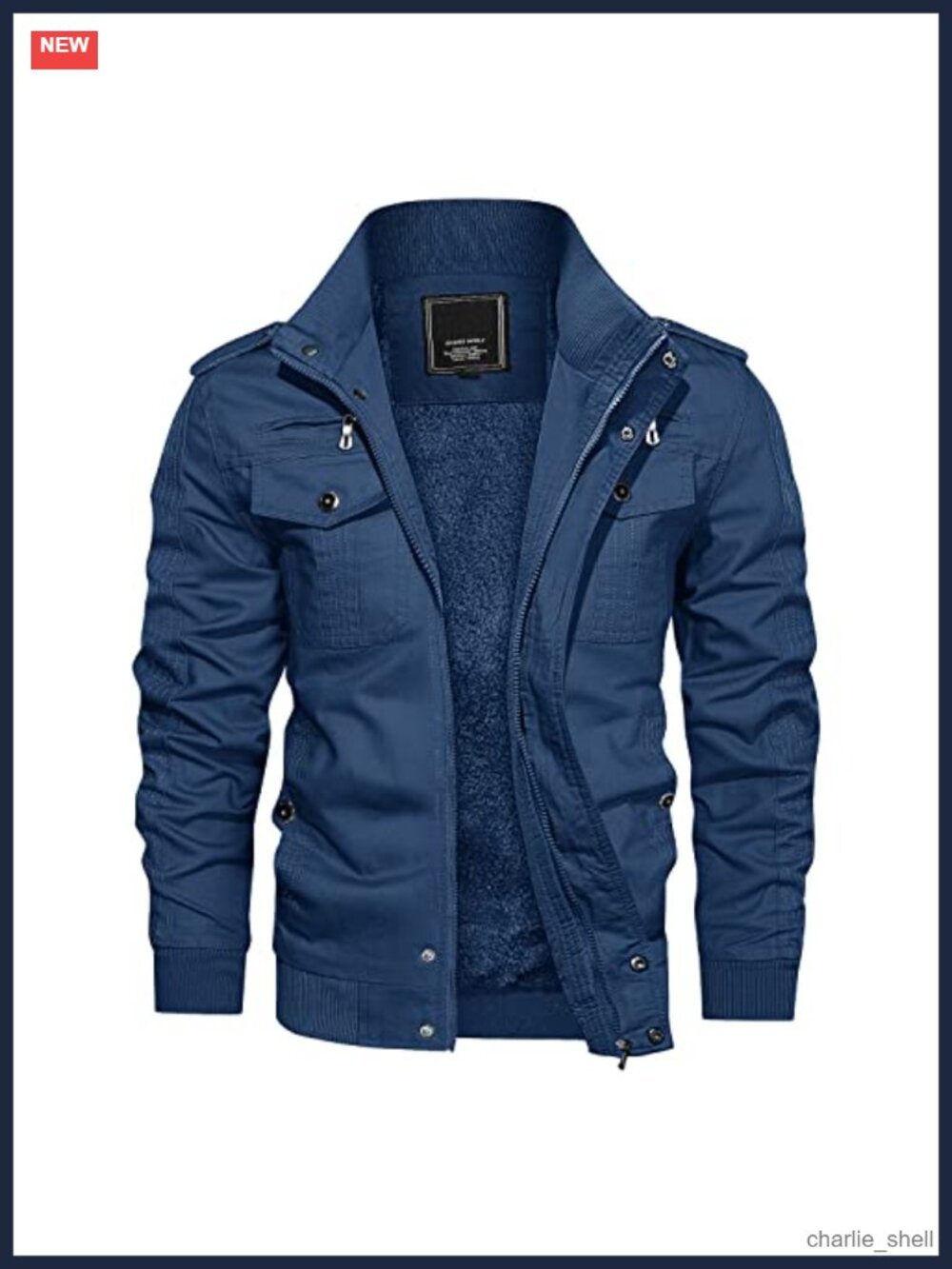 Men's Fleece Military Jacket Winter Coat Multi Pockets Windproof Thermal